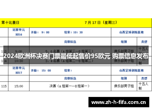 2024欧洲杯决赛门票最低起售价95欧元 购票信息发布 2024欧洲杯决赛门票最低起售价95欧元 购票信息发布
